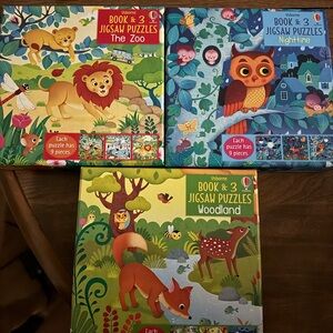 Usborne Jigsaw Puzzle Book Set - The Zoo, Nighttime, Woodland